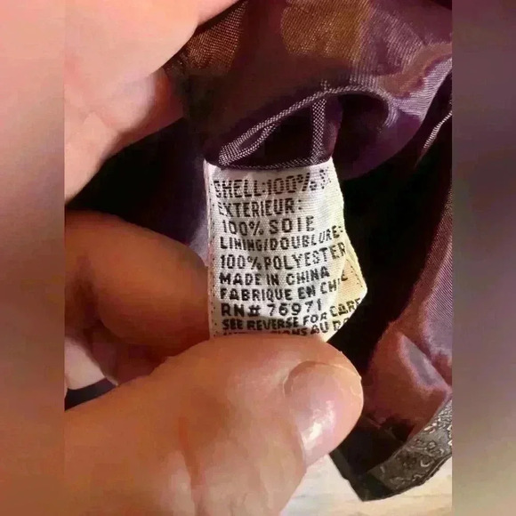 100% Silk Paisley Vest 14 Talbots Striped Button-up Purple Green Satin - Picture 7 of 7